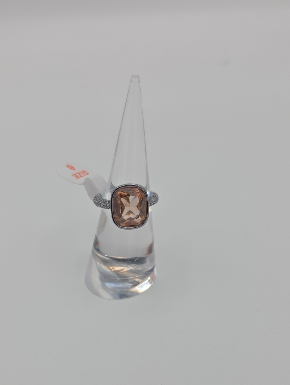 Hematite Cushion-Cut Smokey Topaz Ring